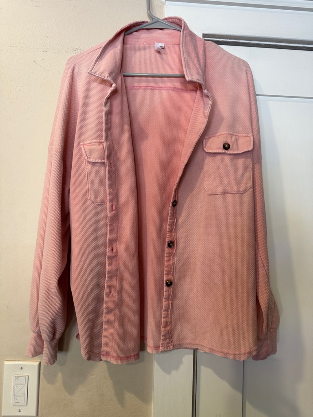 Women’s pink button-Up Utility Shirt Jacket